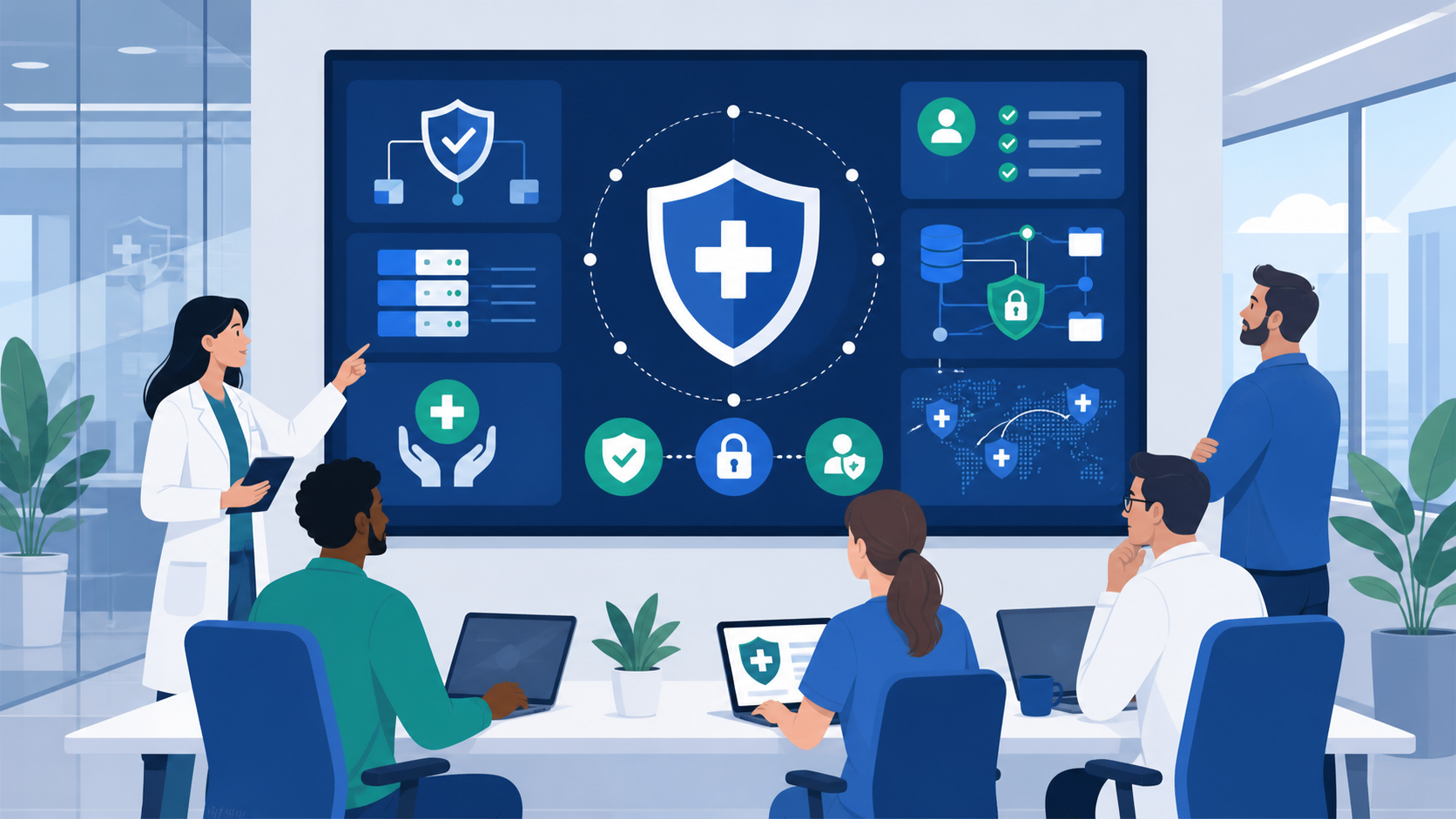 Healthcare SaaS team conducting a HIPAA risk assessment using a compliance dashboard
