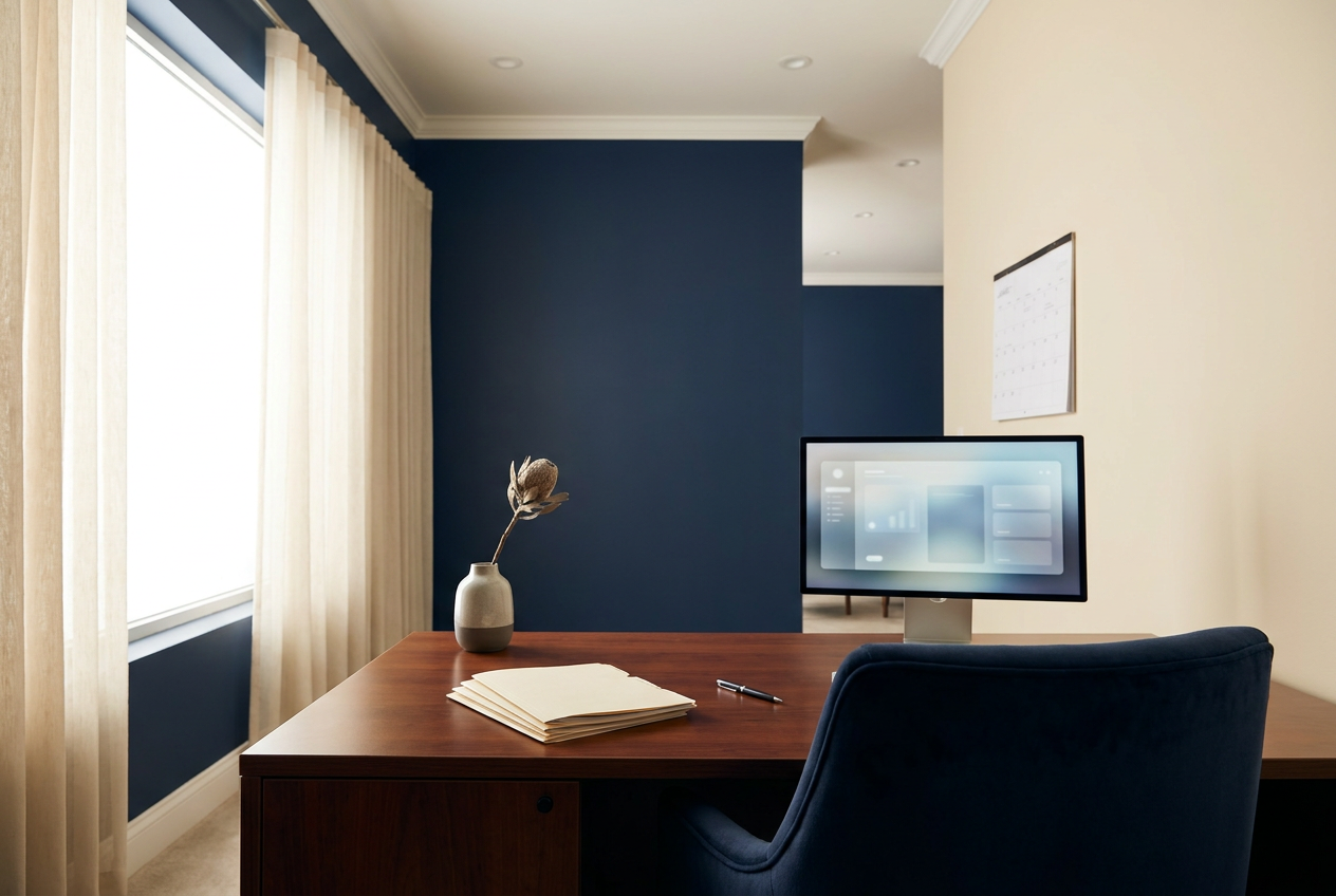 Calm funeral home office illustrating funeral home burnout prevention through better systems and organized workflows